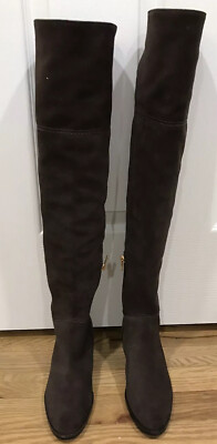 COACH LUCIA CHESTNUT BROWN SPLIT SUEDE OVER KNEE BOOTS SIZE 5B