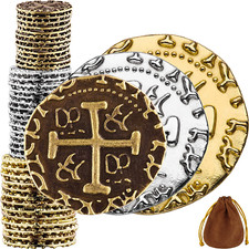 Pirate Coins - 36 Bronze, Silver  Gold Treasure Coin Set, Metal Replica Span...