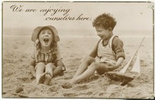 We are enjoying ourselves here, 1930 postcard