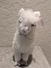 Douglas Evelyn White Fluffy  Llama Plush Toy with Long Lashes and Gray Feet 11"