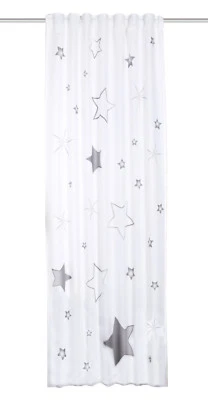 Schlaufenschal Stars grau 120x245cm Gardine Fertigschal Kombiband Vorhang Sterne - Bild 1 von 2