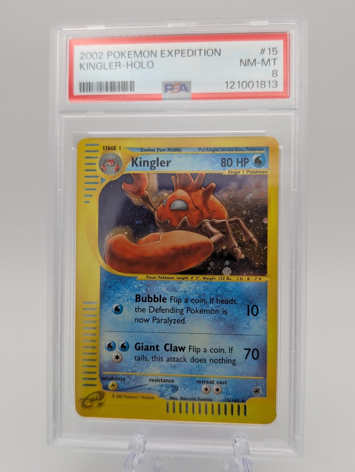 Pokemon KINGLER 15/165 Holo (2002 Expedition) PSA 8 NM-MT