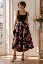 Anthropologie Maeve Jacie Floral Jacquard Midi Skirt XS A-Line Pockets Romantic