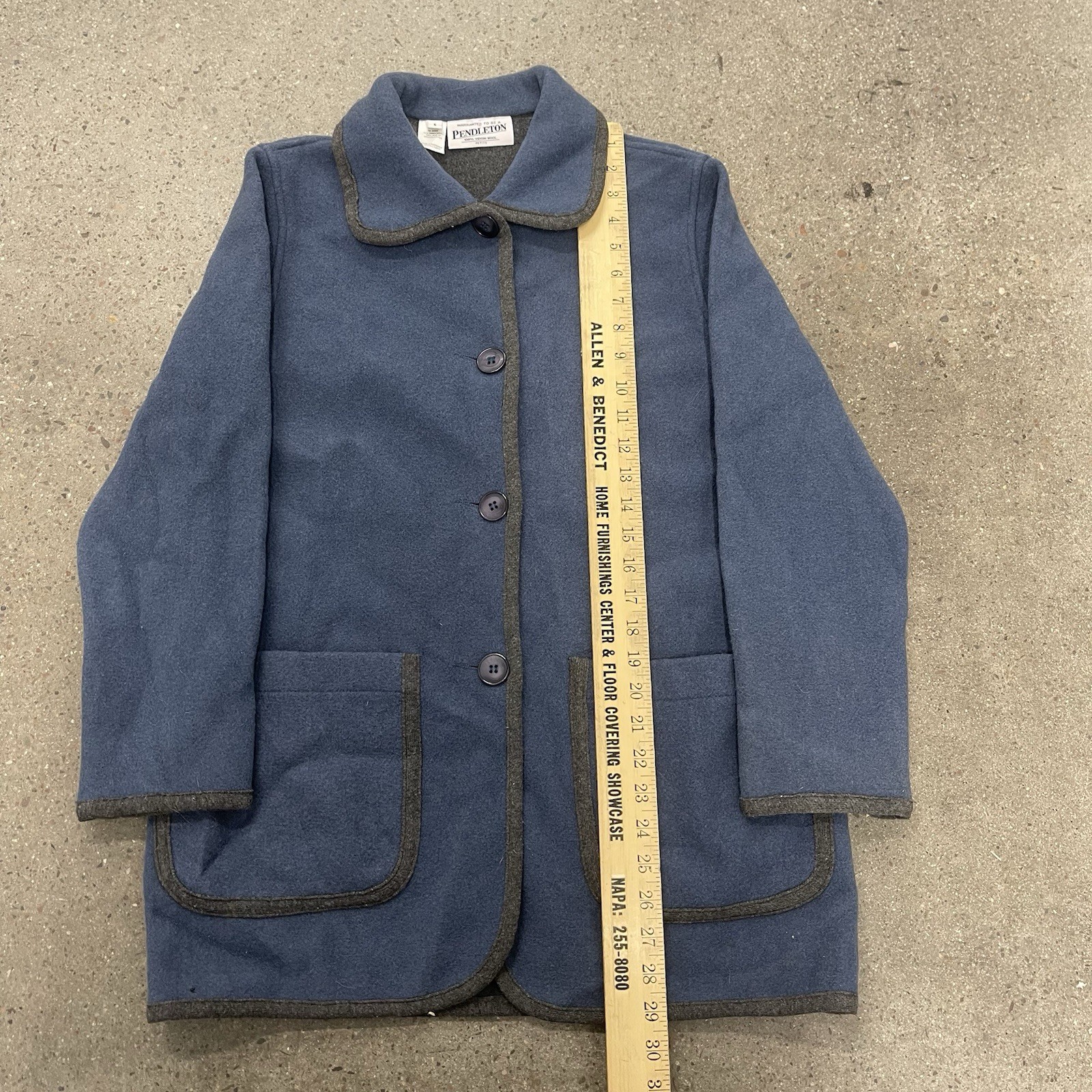 Pendleton Jacket Blue Virgin Wool Coat Size 6 - image 2