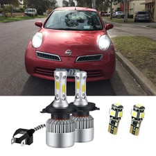 For Nissan Micra 2003-2010 Side / Low 501 H4 LED Headlight Bulbs Set 6000k white