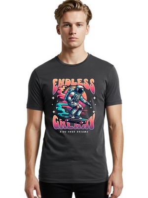 Endless-Grind-Astronaut Mens Graphic Tee,100% Cotton,Casual Summer Wear