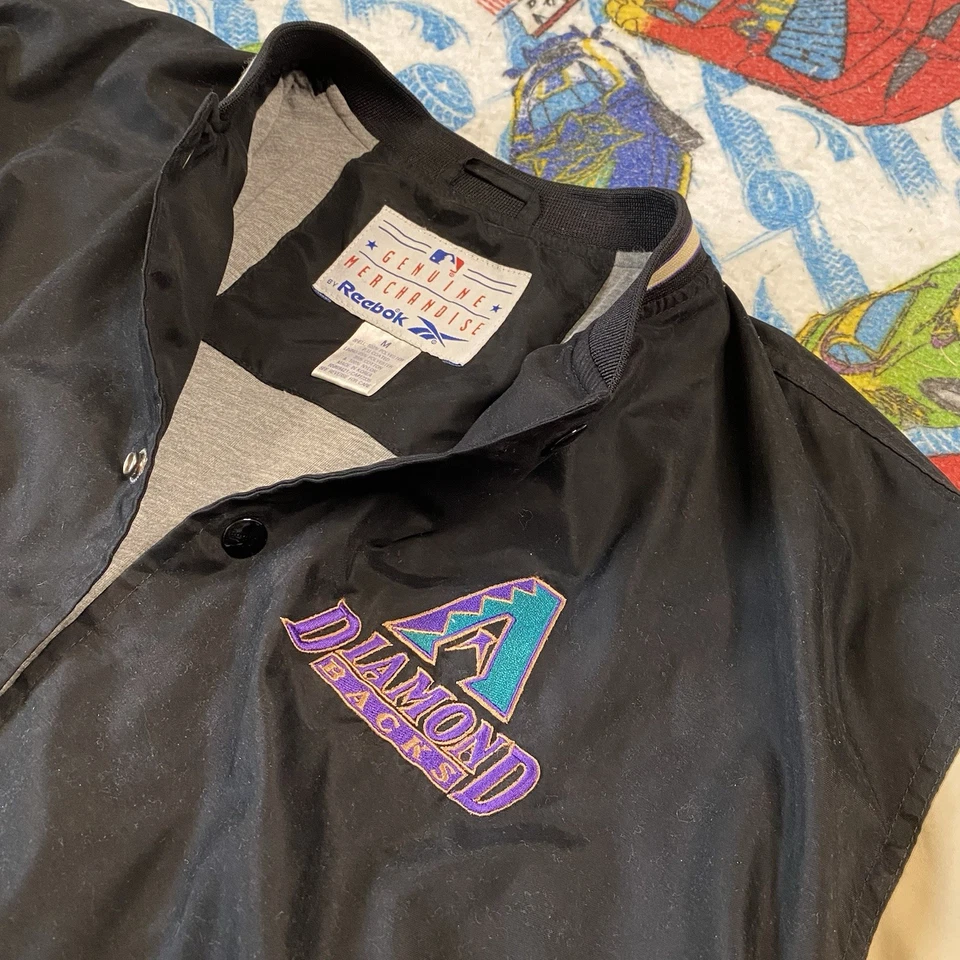 Винтажная куртка Reebok MLB Arizona Diamondbacks M черная кремовая Varsity Bomber 90-е - Изображение 3 из 4
