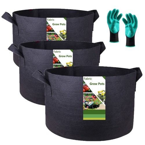 3-Pack 30 Gallon Thickened Plant Grow Bags Big (24x16 inch) Heavy Duty Garden...
