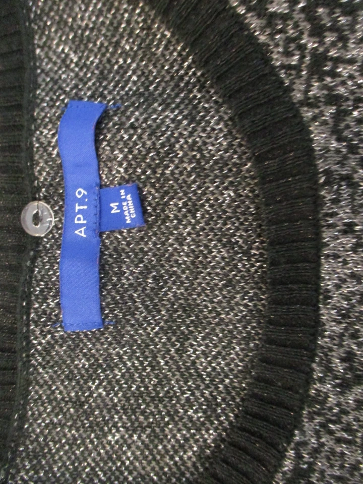 Apt. Suéter 9 Pullover Brillante Para Mujer Talla M Negro Manga Larga Cuello Redondo Foto 3 de 4