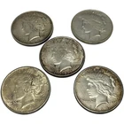 5 Peace Silver Dollars 1924 1926 $1 Lot 90% Silver