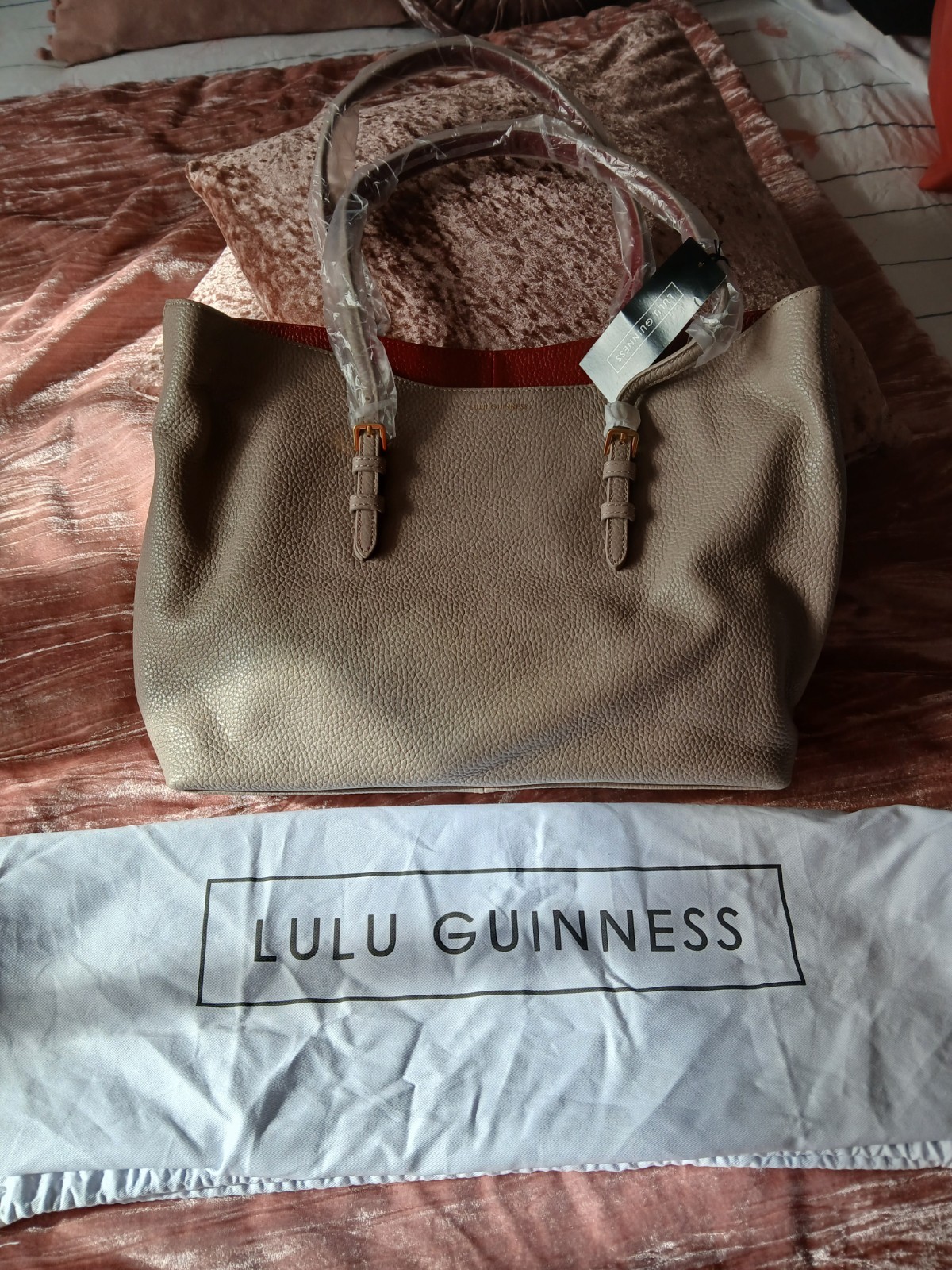 BNWT LULU GUINNESS Jude Large Clay & Red Taupe Leather Tote Shoulder Bag RRP£350 image 9