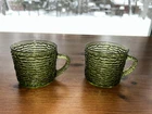 Vintage Anchor Hocking Soreno Avocado Green Glass Coffee Mug / Tea Cup, 6 oz