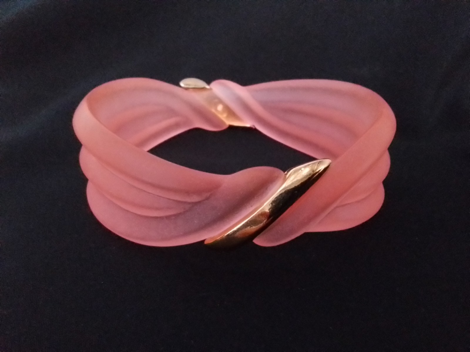 PEACH TRANSLUCENT BANGLE CUFF BRACELET SET GOLDTO… - image 1