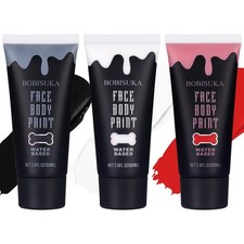 BOBISUKA Black White Red Face Body Paint Kit Water Based Halloween Costume