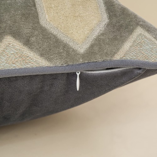 Square Pillow Geometric Stripes Embroidery Cut Velvet Cushion Case Luxury Mod... - Picture 6 of 8