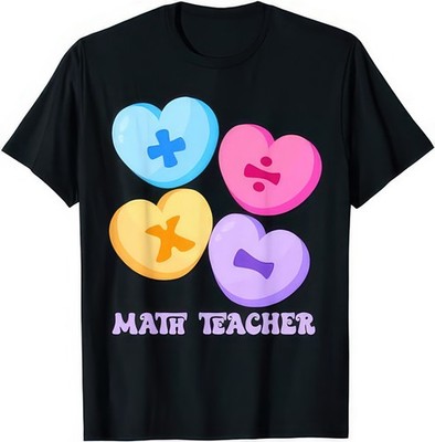Mathe Herzen Süßigkeiten Happy Valentinstag lustiges Mathelehrer T-Shirt