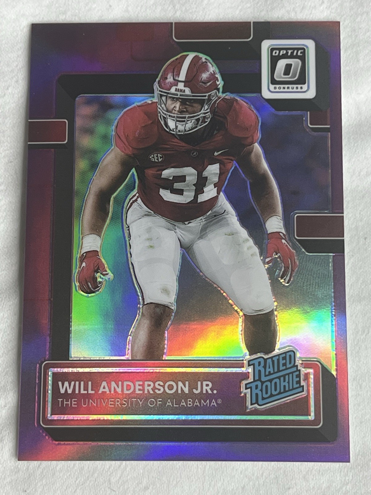 Will Anderson Panini Chronicles Draft Picks Donruss Optic #3 Purple