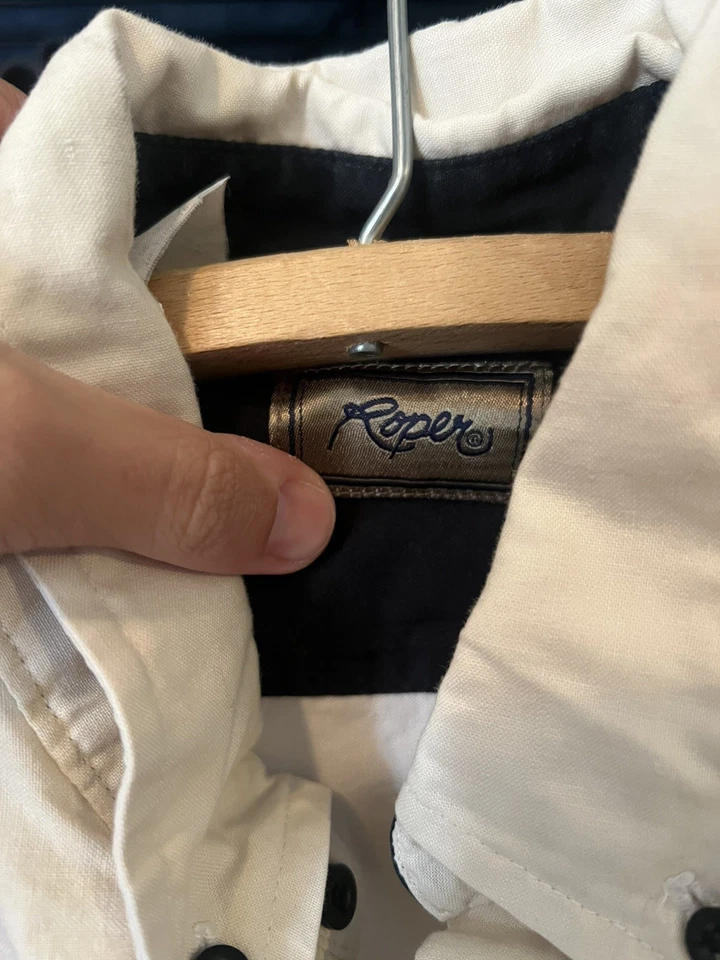 Camisa vintage con botones Roper Border para hombre XL Western Horses hecha en EE. UU. Foto 3 de 4