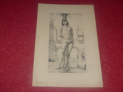 DESSIN ORIGINAL ENCRE FIN XIXe SIGNE E.BROSSE D'APRES ANTONELLO DE MESSINE (XVe)