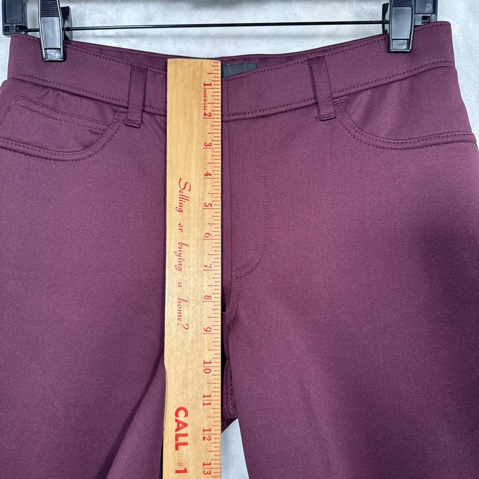 Atención Vestido Pantalones Leggins Simulación Jeans Pierna Cónica Borgoña Talla Mediana Foto 4 de 4