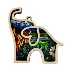 Artisan Wooden Painted Elephant Ornament fits Boho Home  Christmas Tree Decor
