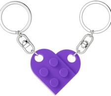 Brick Matching Couple Heart Keychain, Gifts for Him Her Boyfriend Girlfriend Chr