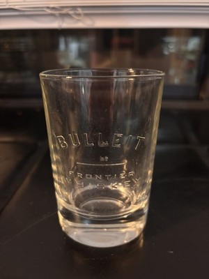 Bullei t  Bourbon Frontier Whiskey Glass Embossed Logo Oval Heavy Weight Bar 