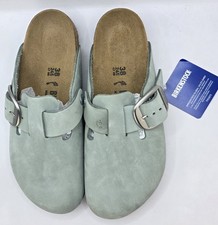 Birkenstock Boston Big Buckle  Nubuk Leather Pure Sage Color Narrow