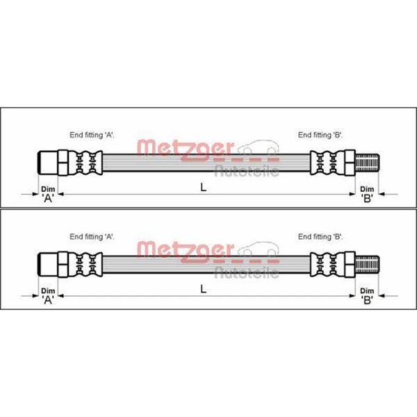2X Metzger BremsschlÄUche Vorne Beidseitig Passend FÜR MERCEDES-BENZ 123 124-image