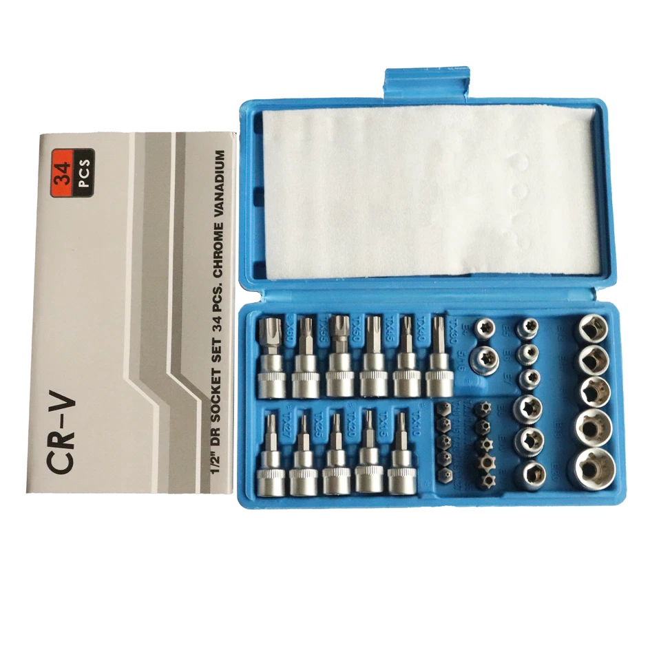 Torx Socket Set Hakkin 34Pcs Female E Torx Socket Set 1/4" 3/8" Drive + Case - Image 3 of 4