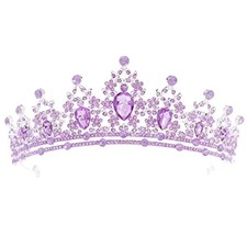 Crystal Tiaras for Women, Wedding Tiaras and Crowns for Silver Light Purple