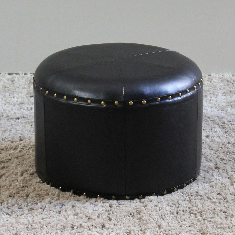 International Caravan Carmel Round Ottoman Stool Mixed Patchwork Small - Image 3 of 4