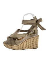 Auth HERMES Sandals Size 37 / US 6.5 Beige Wedge Sole #1498