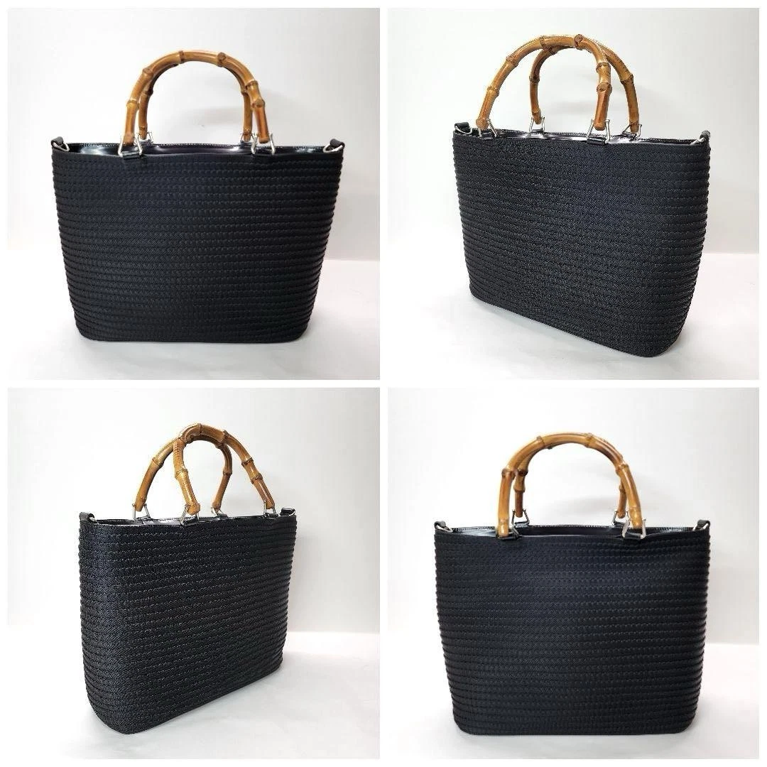 Sac à main bandoulière léger Gucci poignée bambou cuir noir 2 voies