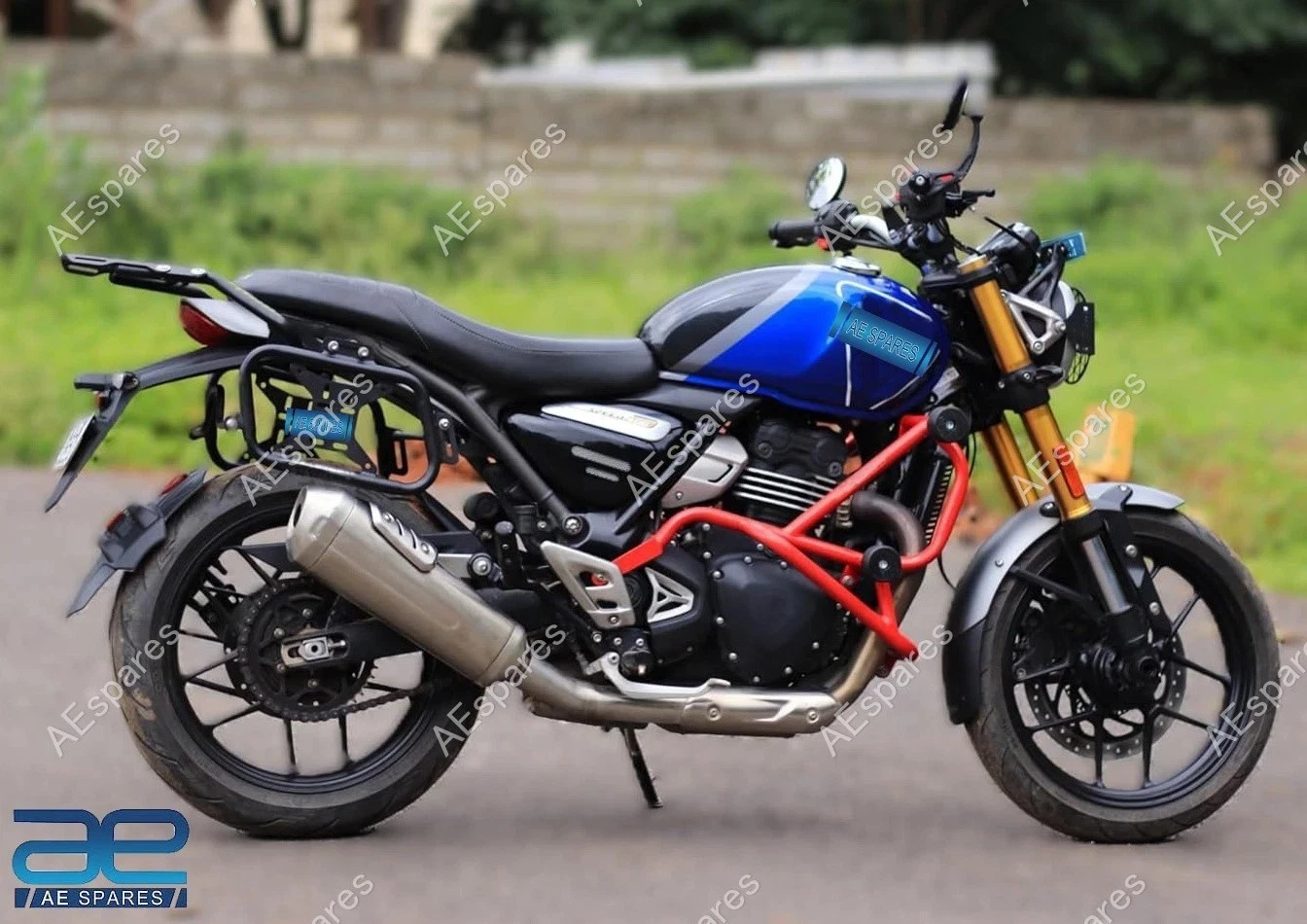 Engine Crash Guard With Sliders Red For Triumph Speed 400 Scrambler 400 X view 2