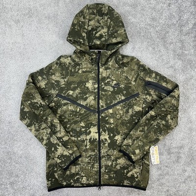 Nike Tech Fleece Jacket Mens Small Green Camo HV5055-276 Full Zip Hooded  Outdoor