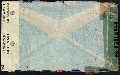 895 CHILE TO GB CENSORED (TWO CENSORS) AIR MAIL COVER SANTIAGO - MANCHESTER - 第 2/2 張圖片