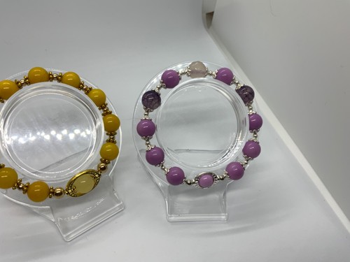 3 BRACELETS PINK Worry Crystal stone/Yellow Crystal stone/Purple Crystal stone - Picture 2 of 6