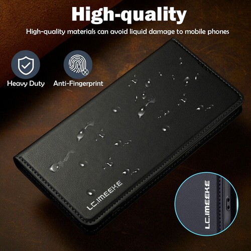 Flip Leather Wallet Magnetic Case for iPhone 16 15 14 13 12 11 XS XR 7 8 Plus SE - Picture 10 of 85