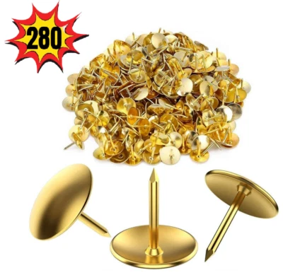 PSO 280 Brass Drawing Pins - Strong Head Push Cork Board Thumb Tacks Boxed