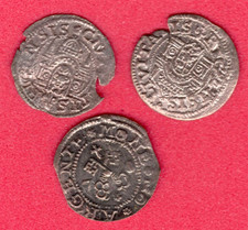 Lot of 3 Coins Riga Free City Schilling 1575, 1577, 1578 Livonia War Poland 6010