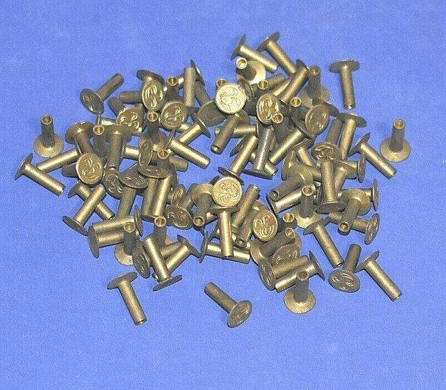 58 Vintage Tubular Brass Brake Clutch Rivets 3/8" Head 100 Raybestos