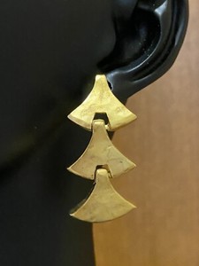 Authentic Vintage KL Karl Lagerfeld Gold Plated Dangle Post Earrings