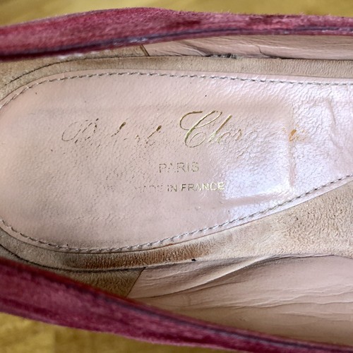 Robert Clergerie Burgundy Suede Round Toe Wedge Heel Mary Janes, 8.5B US/39 EU - Picture 2 of 10