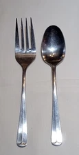 Vintage Oneida Northland Stainless Serving Spoon & Meat Fork Set Korea 9"