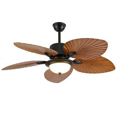 Ceiling Fan Light 52'' Tropical Palm Leaf Blades Chandelier Dimmable & Remote