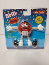 Vintage Radio Shack Official M M's RED Personal Mini AM/FM Radio w/Headphones