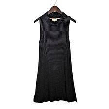 Cupio Black Stripe Cowl Neck Sleeveless Stretch Lightweight Sweater Dress Size S