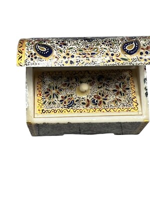 Miniature Persian Handcrafted Trinket Jewelry Box Hand Painted BIN2