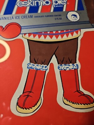 Vintage 1960's ESKIMO PIE Vanilla Ice Cream Window Sticker Framed